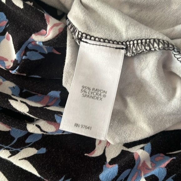 J Jill Wearever Collection Floral Shift Dress Black White Short Sleeve Women’s L - Picture 4 of 12